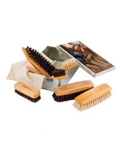Brosse à chaussures en bois pour enlever la poussière et polir le cuir -  Idéal pour le nettoyage de bottes militaires en cuir : : Mode