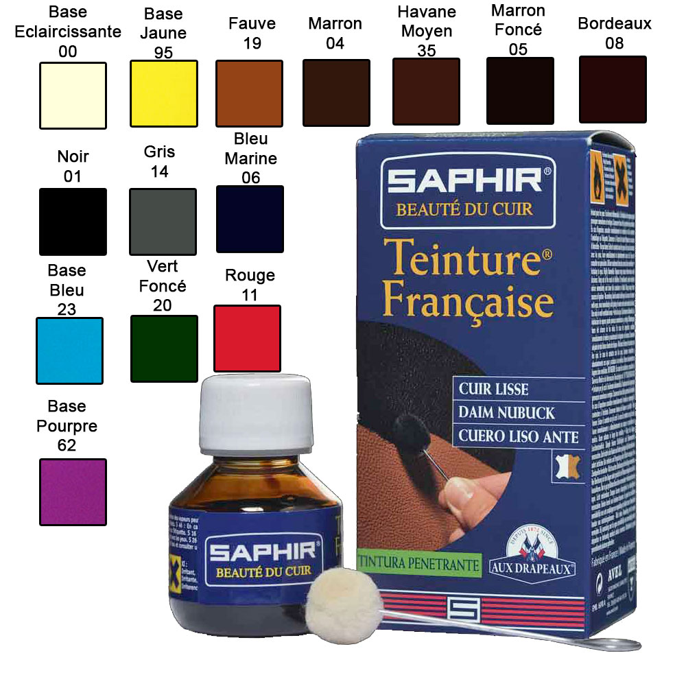 Teinture Française Pénétrante Saphir, Achat Teinture Cuir - Mon